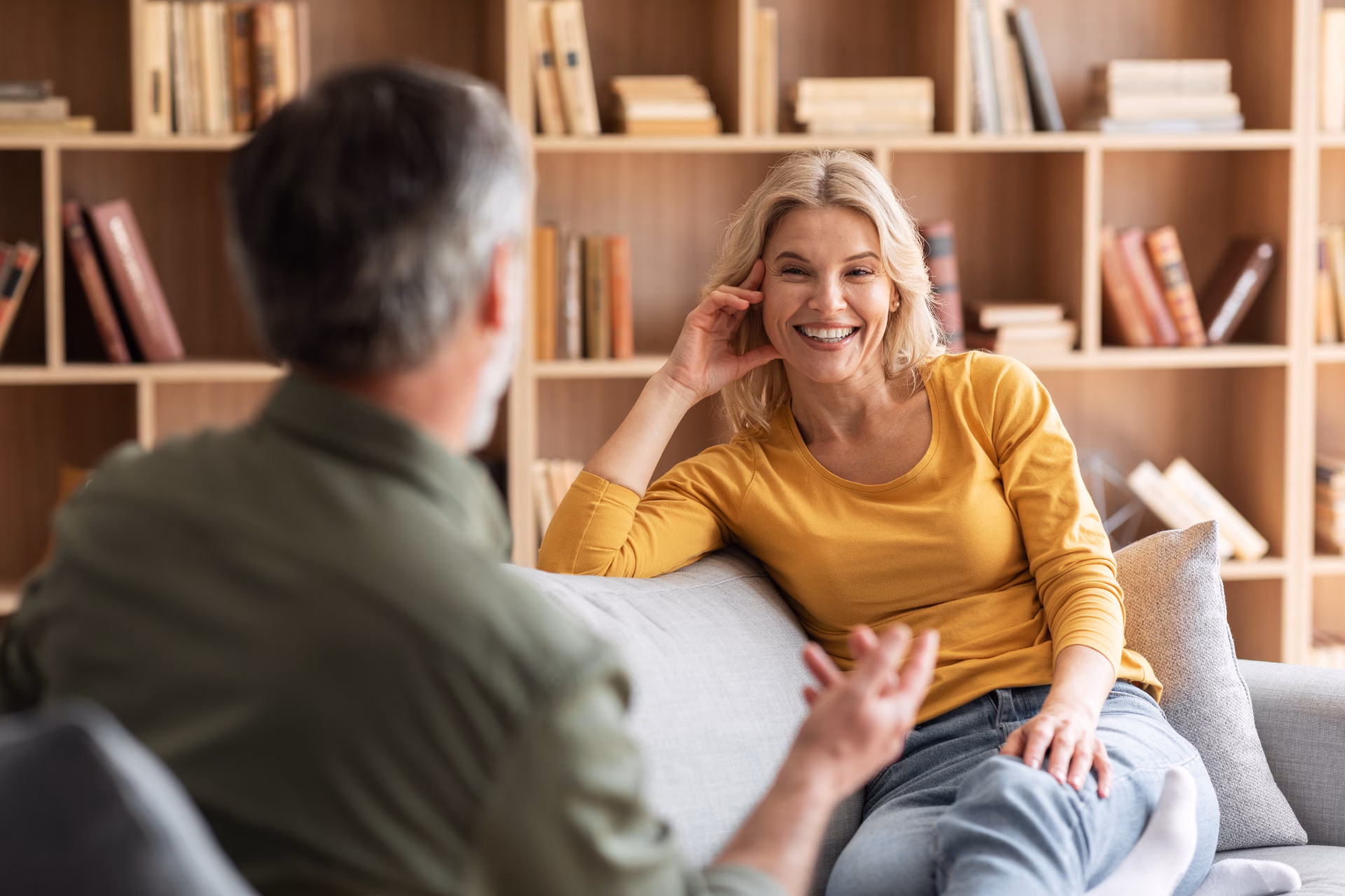 happy middle aged woman and man chatting while rel 2026 01 08 23 07 21 utc converted